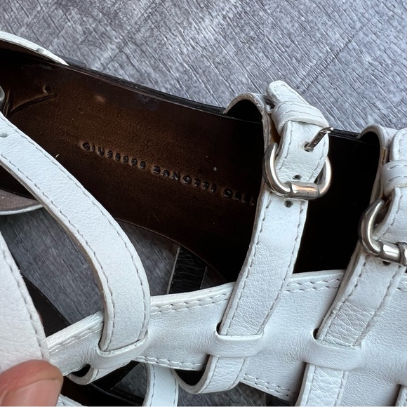 Giuseppe Zanotti Gladiator White Leather Flats Made Italy 37 - Picture 8 of 9